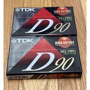 New Sealed Retro 80s TDK D-90 Cassette Tape - 2‎ Pack